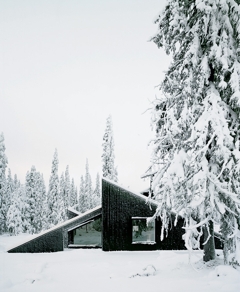 skandinavisk arkitektur, vinter vid stuga i norge